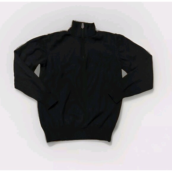 Giasone Wool Sweater Womens Medium Black 1/4 Zip Italy Warm Winter - Picture 1 of 7